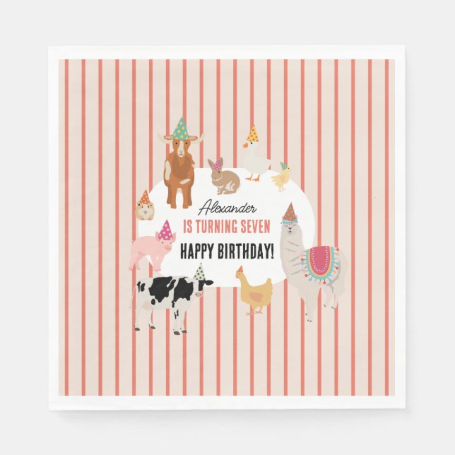 Petting Zoo Party Animals Barnyard Birthday Theme Napkins (Front)