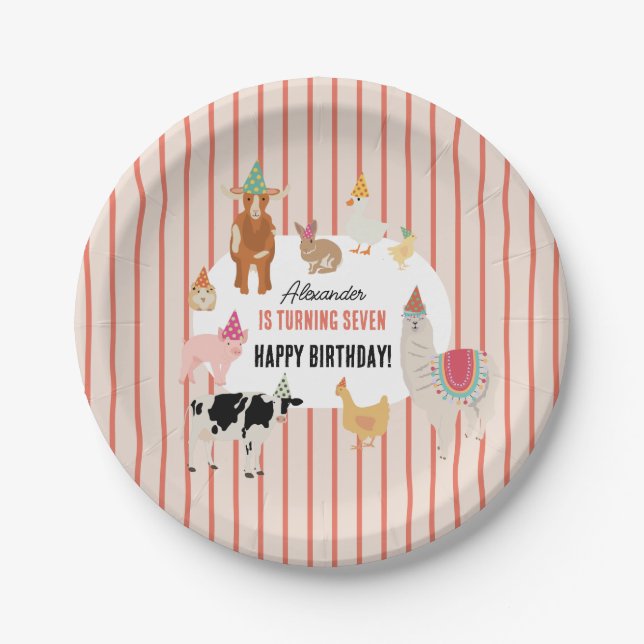 Petting Zoo Party Animals Barnyard Birthday Theme Paper Plates (Front)