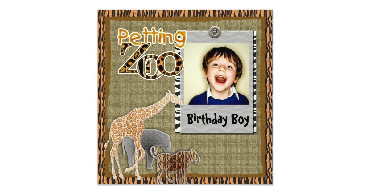 Petting Zoo Wild Safari Birthday Photo Invitation Zazzle Com