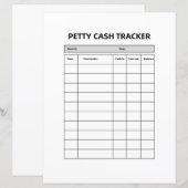 Petty Cash Tracker Log | Printable Expense Record  (Front/Back)