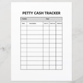 Petty Cash Tracker Log | Printable Expense Record  (Front)
