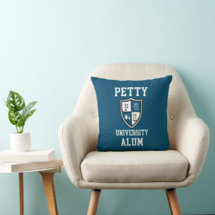 Petty University Alum grad blue personalized funny Throw Pillow