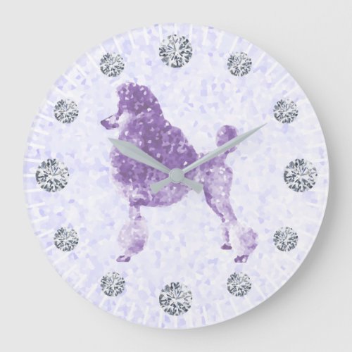 Petulant Purple Poodle Diamond Hour Large Clock