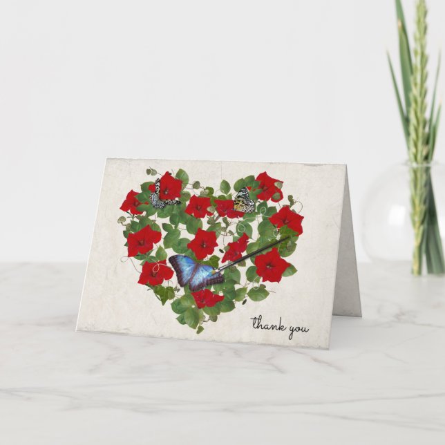 petunia and butterfly heart with brush card (Front)