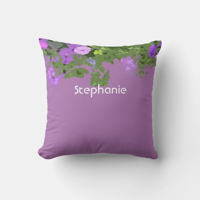Petunia Floral Purple Lavender Patterns Monograms  Throw Pillow (Front)
