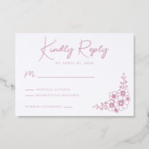 Petunia Floral Wedding Letterpress RSVP Cards