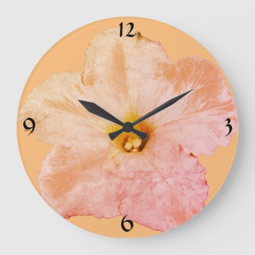 Petunia Flower Floral Christmas Peach Abstract Large Clock