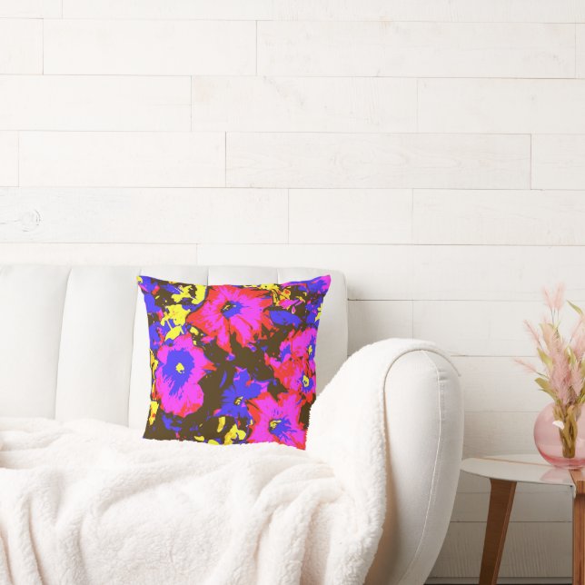 PETUNIA FLOWERS ABSTRACT THROW PILLOW (Couch)