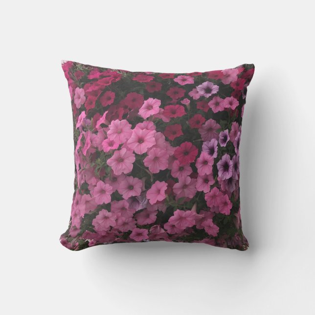 Petunia Flowers Outdoor Pink Purple Garden Bench Pillow (Front)