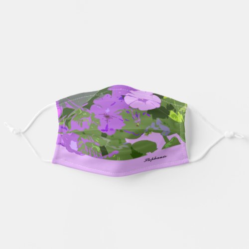 Petunia Flowers Purple Lavender Floral Name Custom Adult Cloth Face Mask