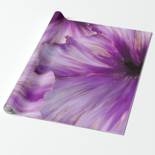 Petunia golden flow abstract wrapping paper