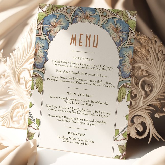 Petunia Menu Wedding Vintage Art Nouveau by Mucha Invitation (Creator Uploaded)