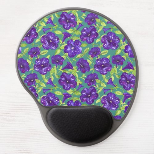 Petunia Night Sky on teal background Throw Pillow Gel Mouse Pad