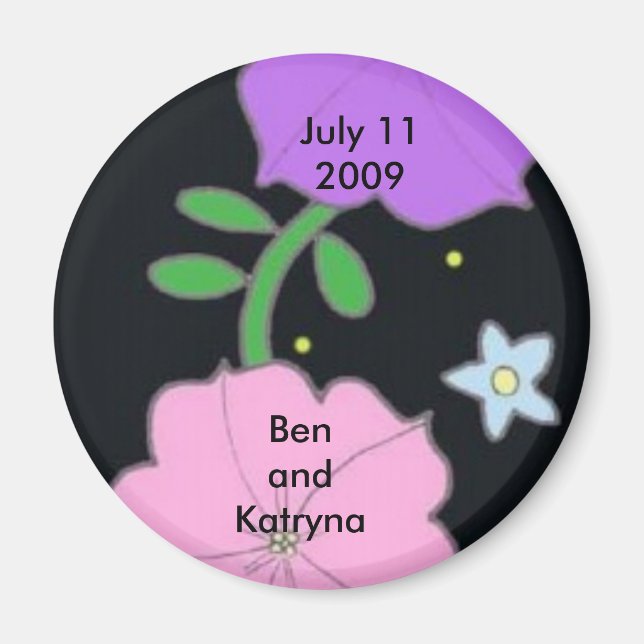 Petunia on Black Save the Date Magnet (Front)