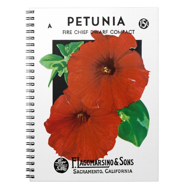 Petunia Seed Packet Label Notebook (Front)