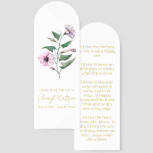 Petunia Simple Funeral Memorial Bookmark