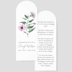 Petunia Simple Funeral Memorial Bookmark
