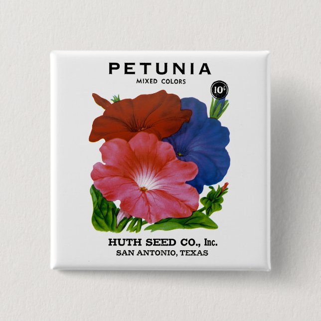 Petunia Vintage Seed Packet Button (Front)