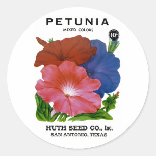 Petunia Vintage Seed Packet Classic Round Sticker