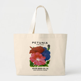Petunia Vintage Seed Packet Large Tote Bag