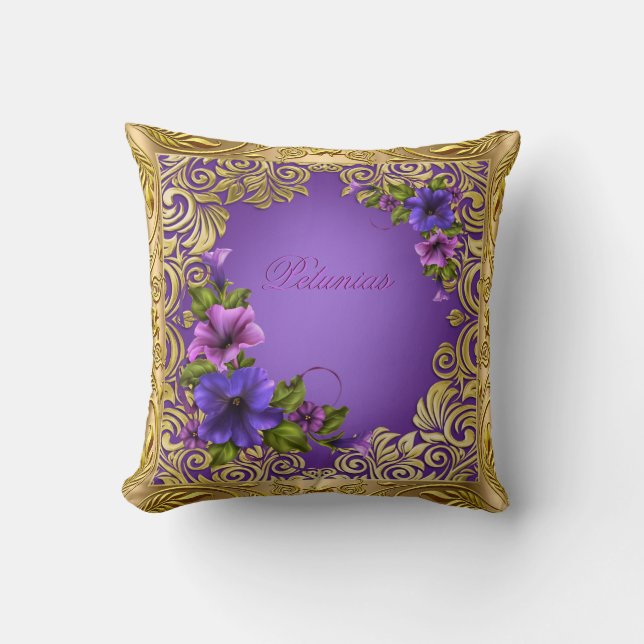 Petunias Purple Pink Pillows Girly (Front)