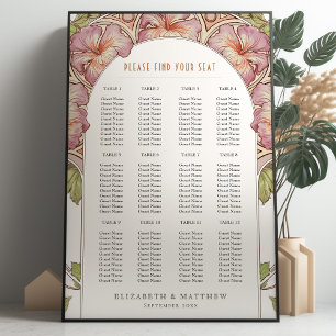 Petunias Seating Chart Vintage Wedding Art Nouveau Foam Board