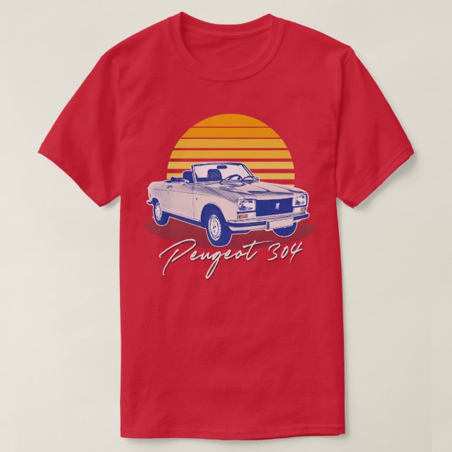 Peugeot 304 Cabriolet Vintage Sunset Design T-Shirt (Design Front)