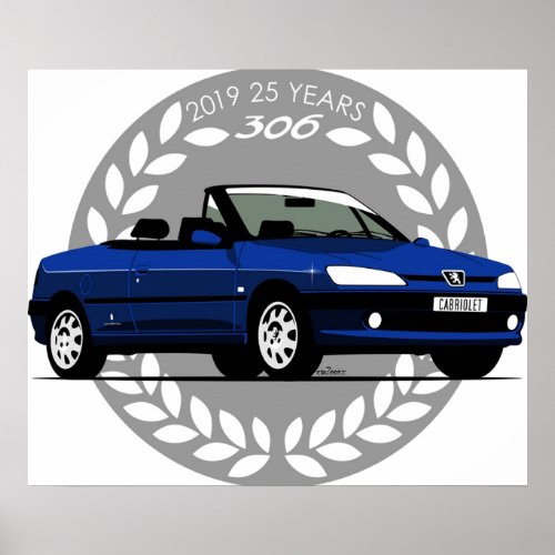 Peugeot 306 Cabriolet blue Poster