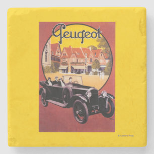 Peugeot Automobile Promotional Poster Stone Coaster