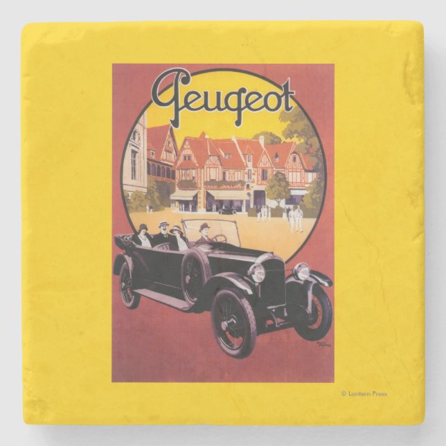 Peugeot Automobile Promotional Poster Stone Coaster (Front)