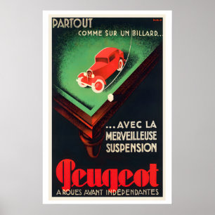 Peugeot - Independent Front Wheels - Vintage Car Poster