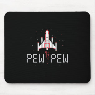 Pew Pew Gamer Vintage 80's 90's Arcade Gaming Love Mouse Pad