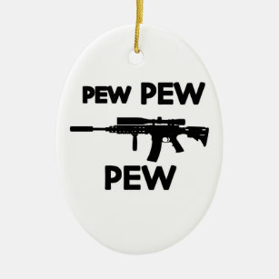 Pew pew gun ceramic ornament