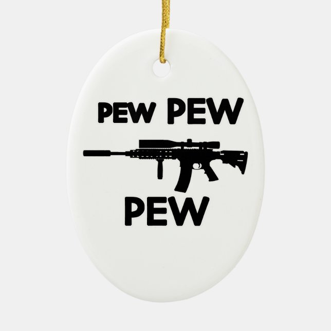 Pew pew gun ceramic ornament (Front)