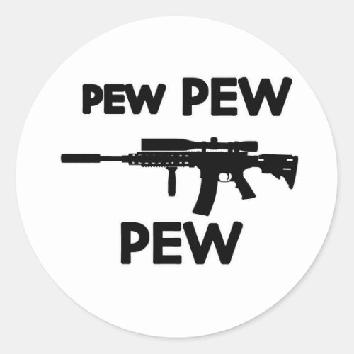 Pew pew gun classic round sticker