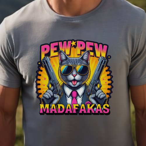 Pew Pew Madafakas Cool Cat with Style and Pistols Sweatshirt