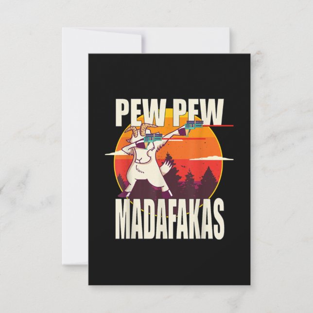 Pew Pew Madafakas Pew Pew Madafakas Goat RSVP Card (Front)