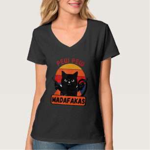 Pew Pew Madafakas Retro Cat T-Shirt