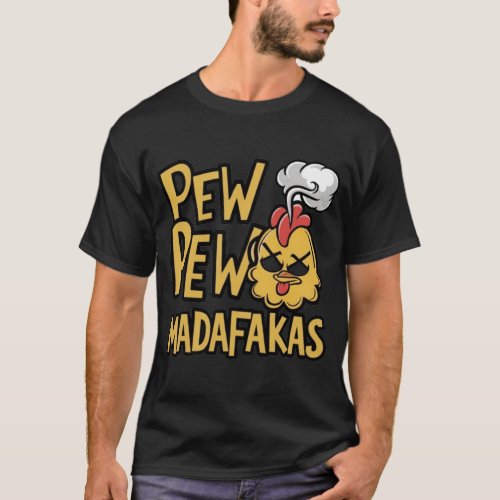  Pew Pew Madafakas Rooster Crazy Vintage Funny Roo T_Shirt