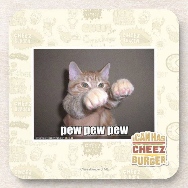 Pew pew pew beverage coaster (Front)