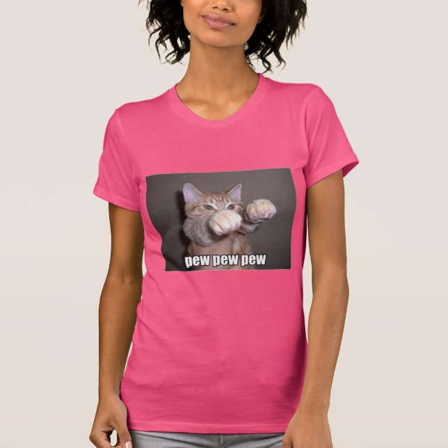 Pew Pew Pew Cat T-Shirt (Front)