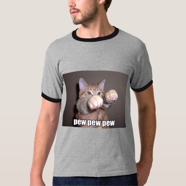 Pew Pew Pew Cat T-Shirt (Front)