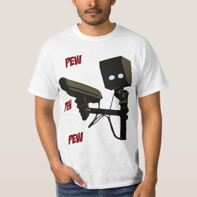 Pew Pew Pew Laser Radar Gun Robot T-Shirt (Front)
