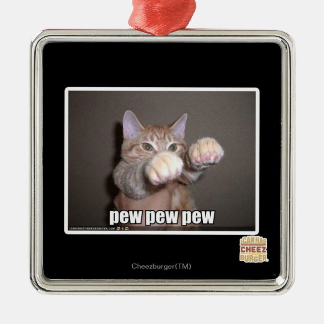 Pew pew pew metal ornament (Front)