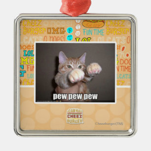 Pew pew pew metal ornament