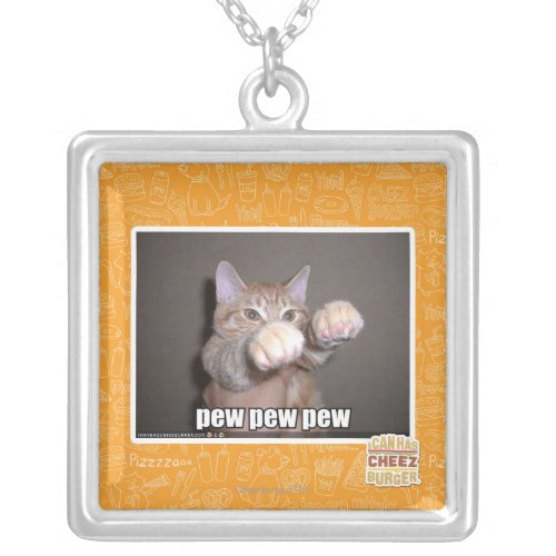 Pew pew pew silver plated necklace
