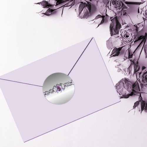 Pewter and Purple Jewel Wedding Classic Round Sticker