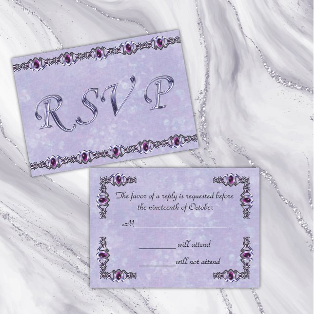 Pewter and Purple Jewel Wedding RSVP Card (Creator Uploaded)