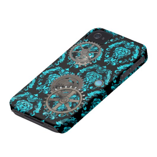 Pewter and Turquoise Steampunk Casemate Case-Mate iPhone Case (Bottom)