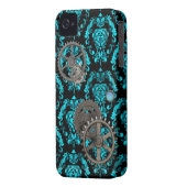 Pewter and Turquoise Steampunk Casemate Case-Mate iPhone Case (Back Left)